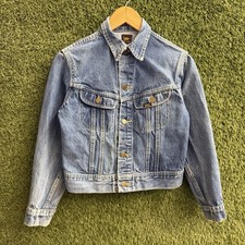 Vintage 70s Lee Denim Jean Jacket Blue Riders Kids L 14-16 Made in USA 153438