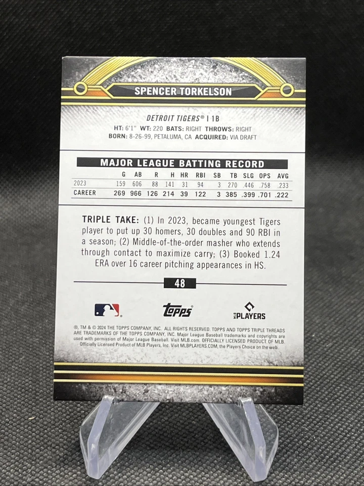 SPENCER TORKELSON 2024 Topps Triple Threads Amber Orange #'d /199 Tigers #48 - Image 4 of 4