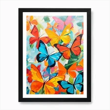 Pop Art Glasswing Butterflies 2 Art Framed Wall Art Poster Canvas Print Picture