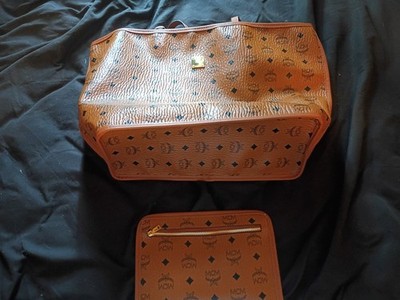 MCM Toni Tote Medium Cognac Canvas/Leather