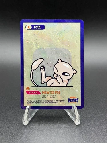Pocket Beasts by Jolly Beast -  Mewtie Pie  (Mew) #151 Holo Rare - Fan Art Card