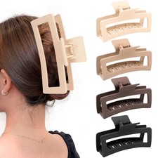 Claw Clips XL Jumbo 5in Matte Non Slip Rectangle StrongHold 4pc Women Thick Hair