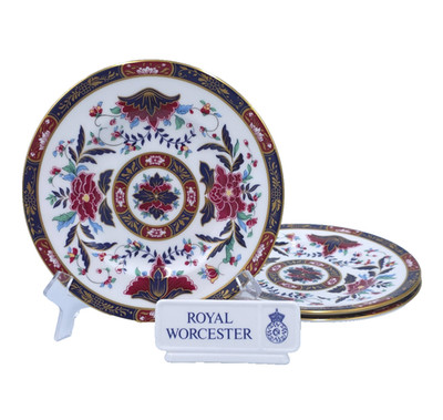Royal Worcester PRINCE REGENT Set/3 Accent Salad Plates EXCELLENT+ Bone China