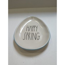 Rae Dunn Happy Spring Candy Dish Easter Egg Blue Rim.