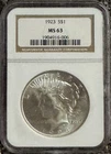 1923 Peace Silver Dollar - NGC - MS 63