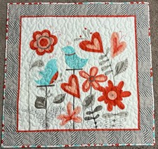 Handmade Art Quilt/Wall Hanging Birds/Flowers 26" x 25 1/4"