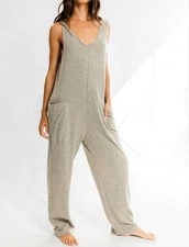 Bucketlist Tank Textured Knit Jumpsuit With Pockets Size L