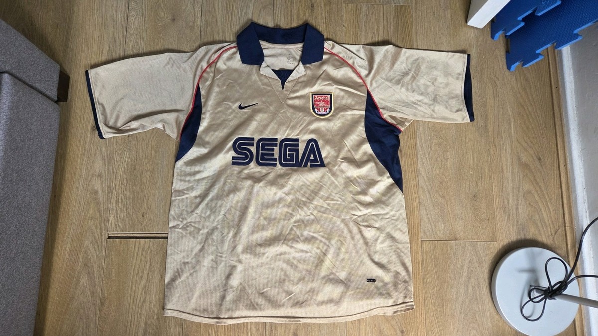Arsenal 2001/02 Away Shirt Sega Gold, Size XL Pires Authentic
