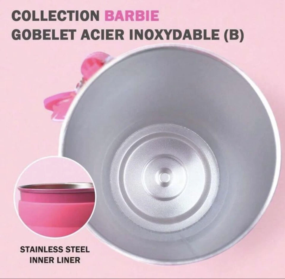 Barbie Vaso Acero Inoxidable 800ml con Pajita Rosa Nuevo Enviado Desde Japón Foto 2 de 3