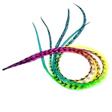 Butterfly Kisses Rainbow Feather Hair Extensions 6 Piece Tie-Dye Mix