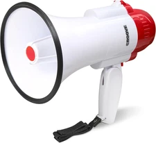 Croove Portable Megaphone Loud Speaker, Bullhorn with Siren Music, Volume Contro