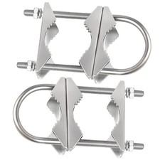 Heavy Duty Double Antenna Mast Clamp - 2 PCS V Jaw Block Mount Bracket Kit with