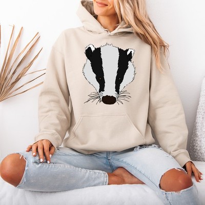Dachs Gesicht Grafik Damen Hoodie Dachse Wildtiere Geschenk für Sie