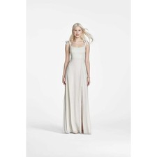 W.too by Watters Grey Tie Strap Sweetheart Maxi Bridesmaid Dress 00909 Size 12