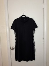 DKNY Black Mock Neck Short Sleeve Zip Logo Accent T-Shirt Dress - Size XL