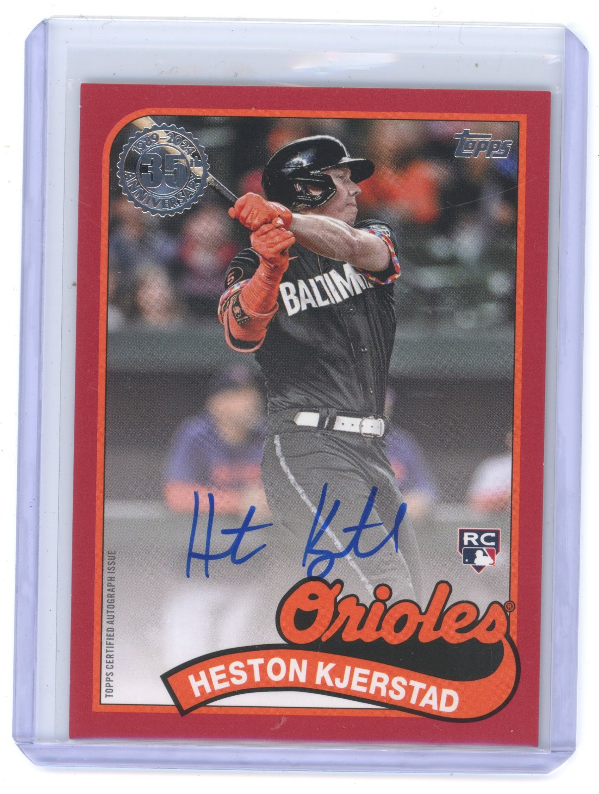 2024 Topps Update Heston Kjerstad 1989 Topps RC Rookie Auto Orange 09/25