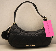 Betsey Johnson BJ103010 Women's Black XODANE Quilted Heart Shoulder Bag Purse