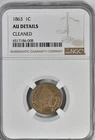 1863 1C Indian Cent Coin Genuine Graded NGC AU Details CLEANED Great Value 2067