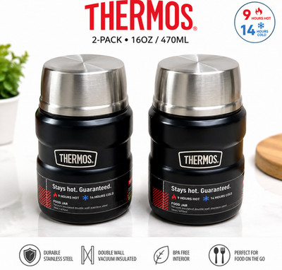 Thermos 2-Pack 16oz Vacuum Insulated Stainless Steel Food Jars New Small Dents