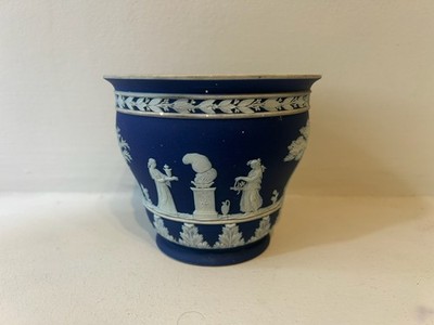 Wedgwood dunkelblau Dip Jasperware Jardiniere Übertopf klassisches Relief 10 cm