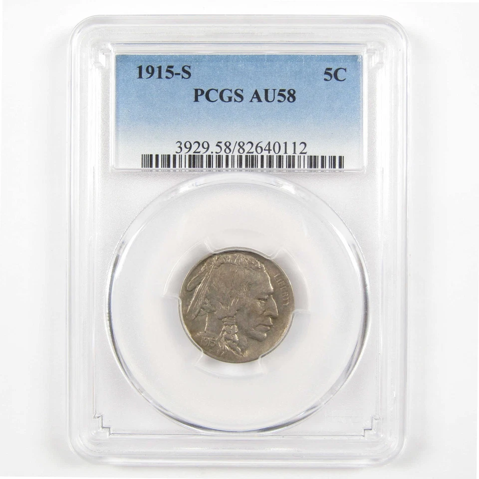 Moneda de 5c Indian Head Buffalo Nickel 1915 AU 58 PCGS SKU:I11725