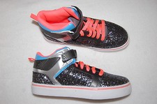 Girls Athletic Shoes BLACK SILVER GLITTER MID RISE HIGH TOPS Neon Orange Blue 1