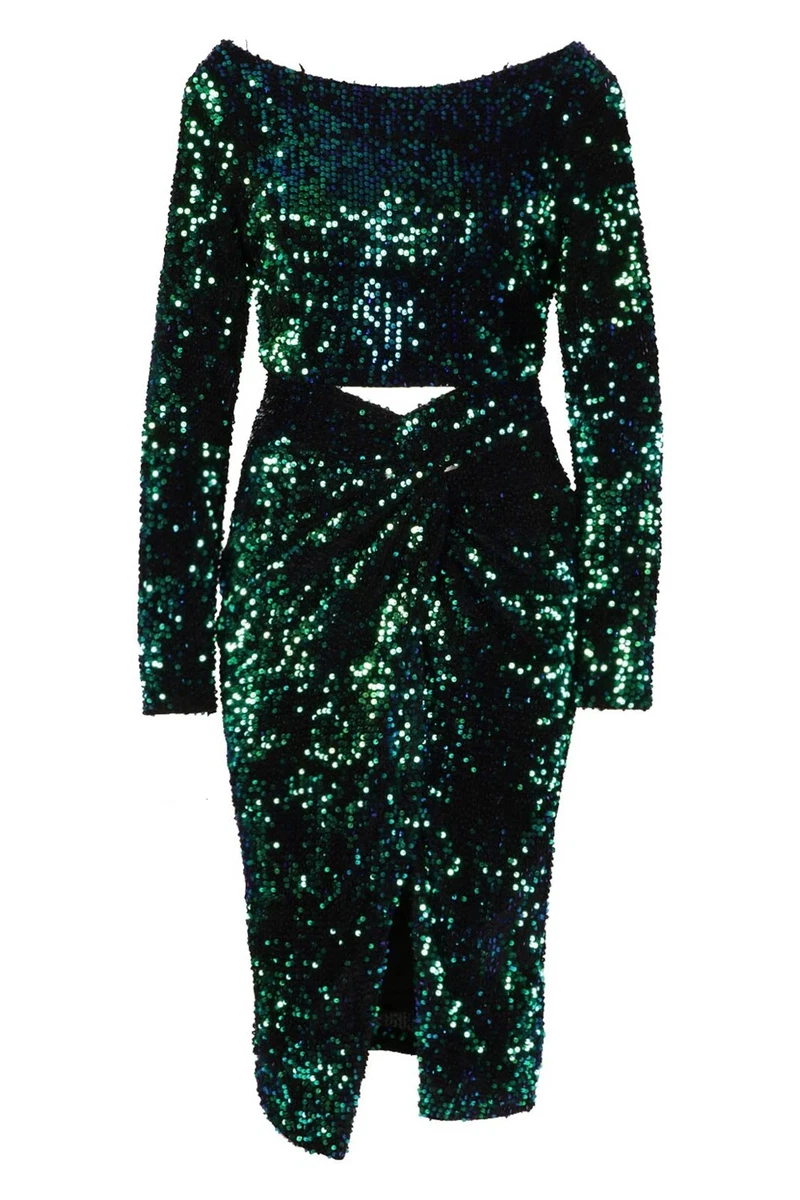 green sequin dress boohoo Baltic Born Womens Alessia Sequin Gown | Green