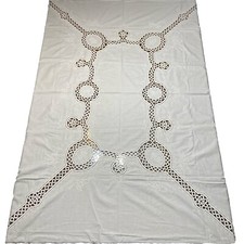 Tablecloth 82 x 63 White Cutwork Embroidery Banquet Excel Gorgeous 