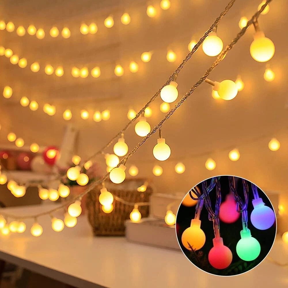 10ft/20ft LED Globe Bulb Battery Operated String Lights Garden Party  Christmas