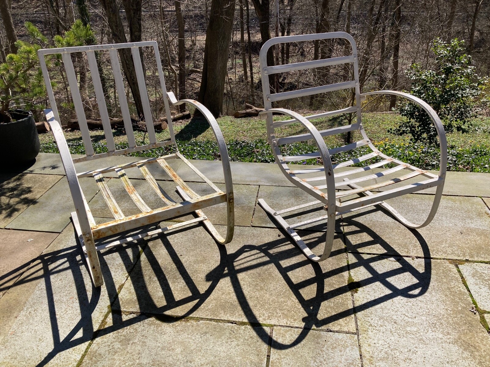 MidCentury Cantilever Springer Patio Lounge Chairs Set of 2 (Iron
