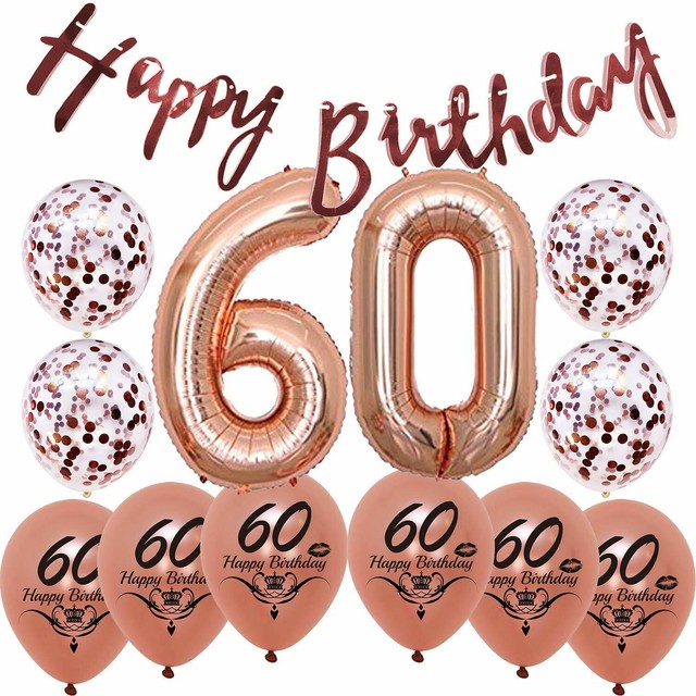 60th Birthday Decorations Balloons For Women Gifts Party Supplies