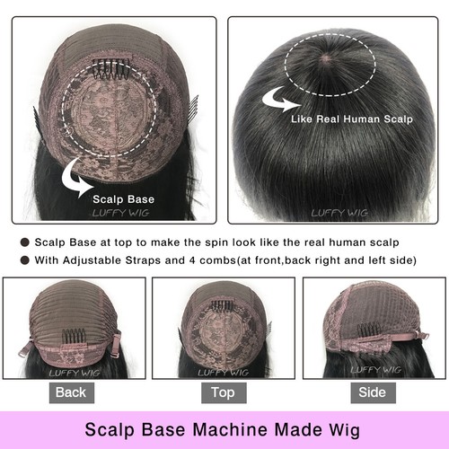 Pelucas cortas rizadas de cabello humano con punzones base del cuero cabelludo brasileño peluca superior hecha a máquina - Imagen 4 de 11