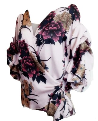NEU MODA MADE IN ITALY   ROSA WICKEL-RÜSCHENBLUSE TOP  GRÖSSE 10/12 #BX