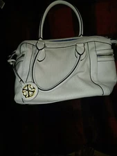 Christian Lacroix Perforated Contrast White Leather Handbag