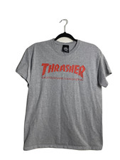 Thrasher Magazine SKATE MAG LOGO Skateboard T Shirt ASH GREY w/RED Logo - Men S