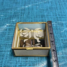 Crowning Touch Glass & Brass Trinket Box Beveled Edges Mirrored Bottom