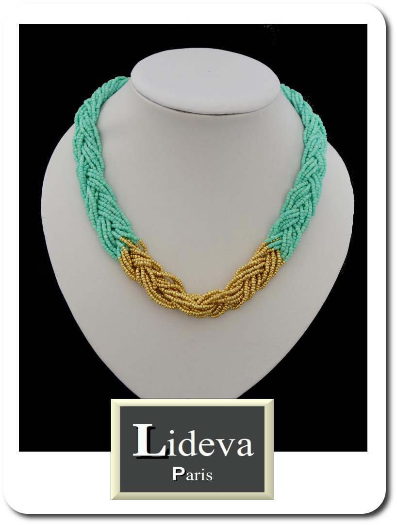 Necklace Statement Chain Pearls Glas Korallenperlen Geflochtene Choker