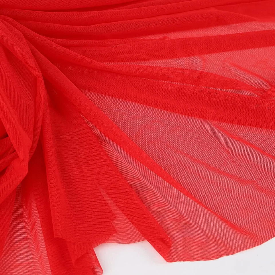 Stretch Net Fabric Plain Vivid Red 44/45" Width, for dresses , Craft, 1 YARD - Image 4 of 4