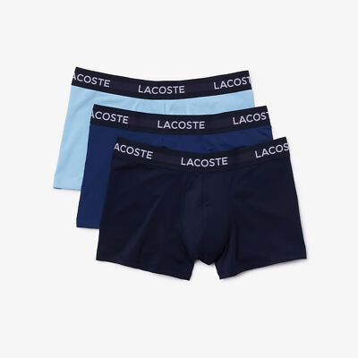 3er Pack Lacoste Unterhosen Motion Microfiber Mikrofaser Trunks Boxers Navy Blau
