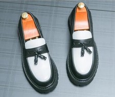 Mens Punk Round Toe Pull On Dress Loafers Tassels Business Oxfords Pumps Shoes