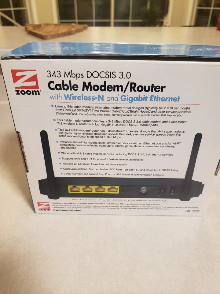 Zoom DOCSIS 3.0 Cable Modem/Router with Wireless-N Model 5352  - Image 2 of 4