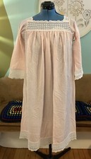 Vintage Christian Dior Pink Crochet Boho Midi Nightgown Sz. Small
