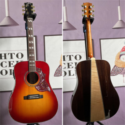 Cherry Sunburst Solid Spruce Top Acoustic Electric Guitar Rosewood Fingerboard