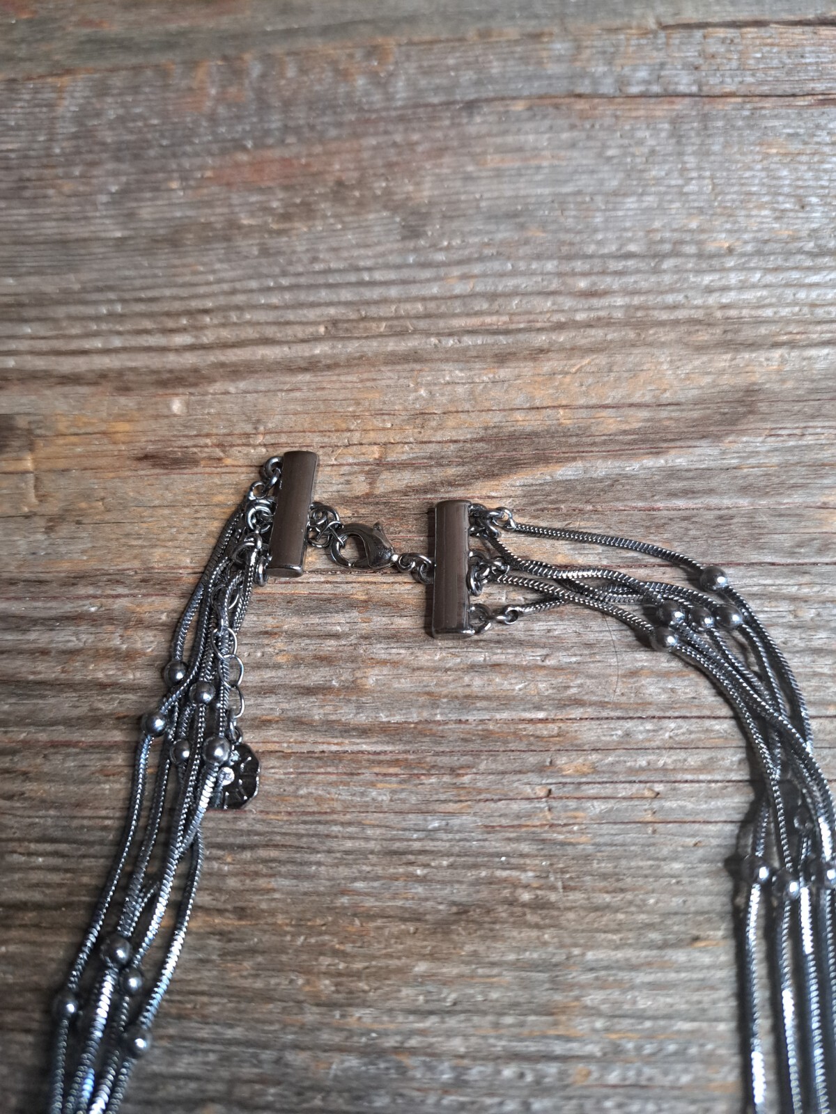 Black Triple Multi Stranded Necklace Cascading Fa… - image 5