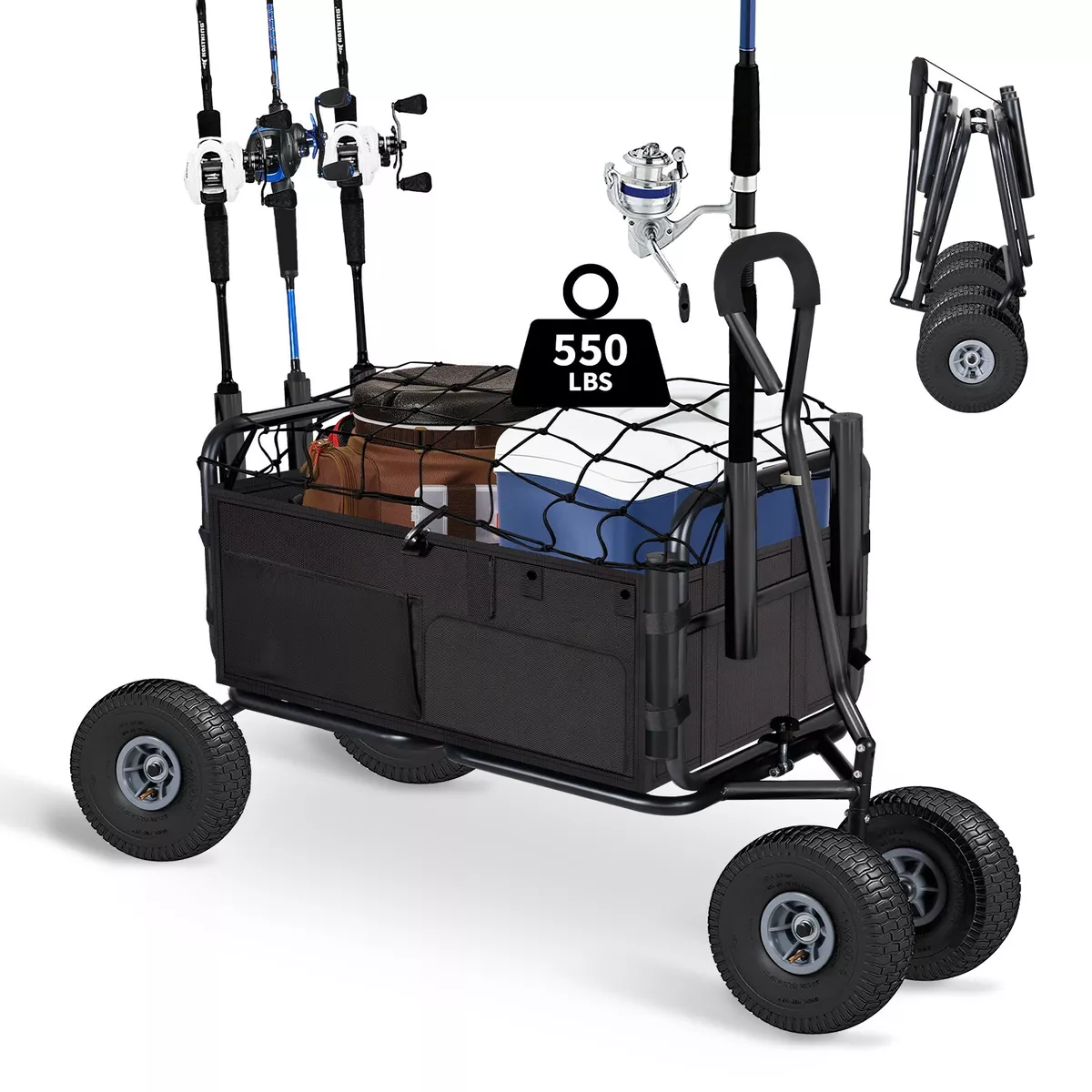 Collapsible Fishing Cart for Sand Beach Wagon Heavy Duty Garden Cart