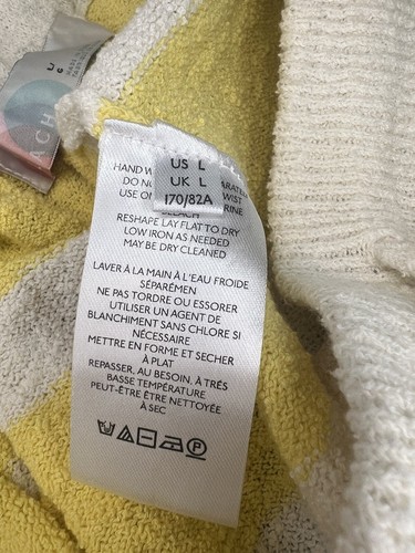 Free People Beach Roberta Pants Size Large Yellow White Stripes Wide Leg Boho - Picture 10 of 11