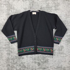 Vintage Pendleton Cardigan Sweater Women's XL Black USA Made Outdoors Wool