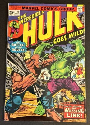 Hulk Comic #179 Missing Link (Lincoln) & 1st Brickford Family App; MVS; (1974)