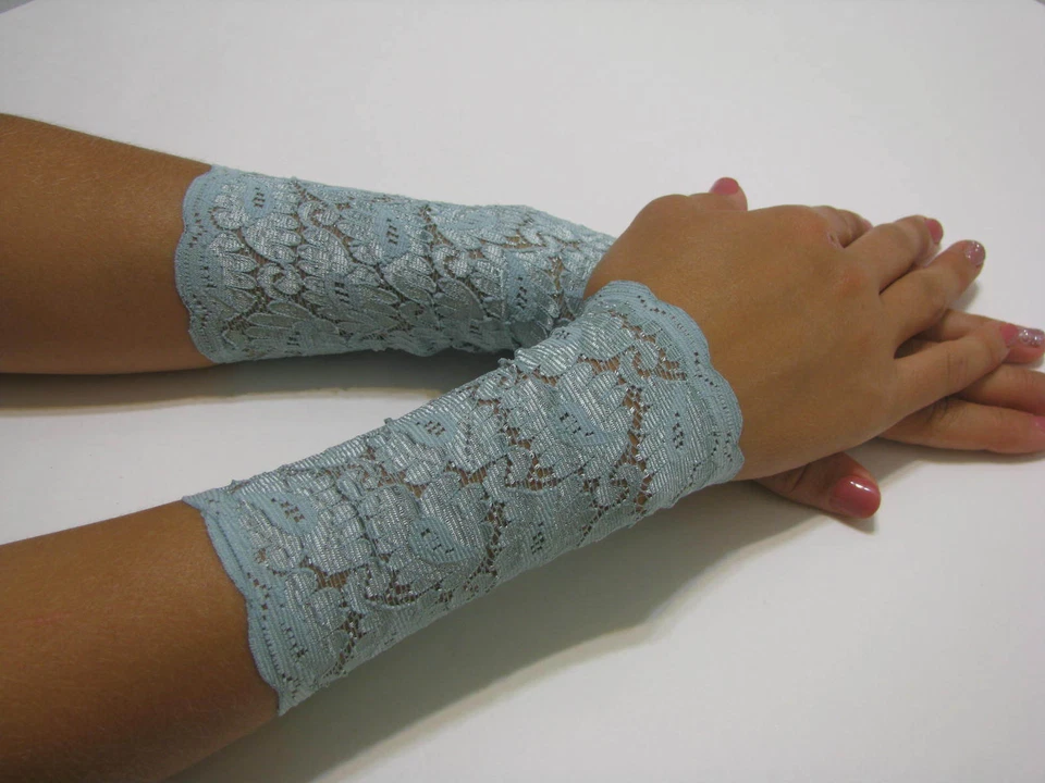 Paar mintgrüne Spitzen Handfesseln, Stretch Spitzenarmbänder-Armbänder-Tattoo Cover - Bild 2 von 4