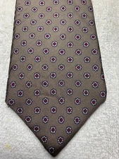 DACHI VINTAGE MENS TIE 1940'S -1970'S FASHION FUN BEIGE WITH RED WHITE 3.5 X 59